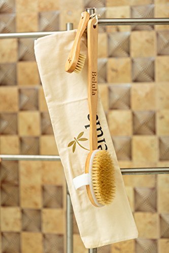Premium Dry Brushing Set [Boar Bristle Brush, Exfoliating Face Brush, Bath Gloves] with Free Bag & How-To Guide – Glowing Skin & Healthy Body Gift.