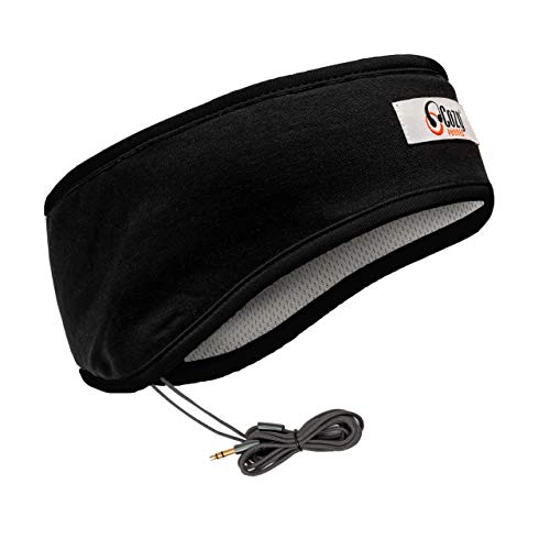 CozyPhones Over-Ear Headband Headphones with Lycra Cool Mesh Lining and Thin Speakers (Black), plus Travel Bag