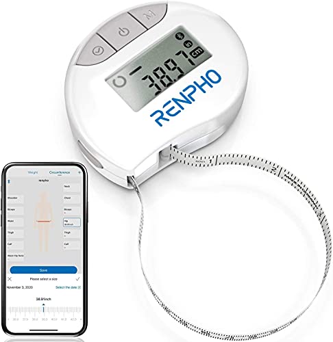 RENPHO Bluetooth Smart Measure Tape for Weight Loss, Muscle Gain, Fitness Bodybuilding (Retractable + Inches & cm)