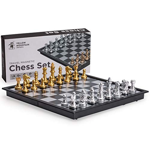 Yellow Mountain Imports Travel Magnetic Chess Set (9.7 Inches) – Folding, Portable and Educational Board Game.