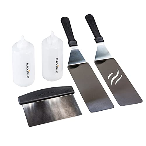 Blackstone 1542 Professional Grade Accessory Tool Kit (5 Pieces) with 16 oz Bottle, Two Spatulas, Chopper/Scraper and Cookbook - Indoor/Outdoor Cooking, Multicolor