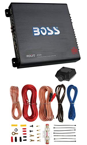 BOSS Audio Systems R2504 1000W 4-Channel Car Power Amplifier with Remote and AKS8 Wiring Kit