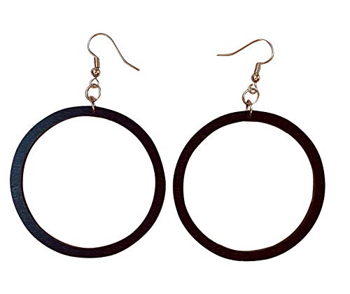 Black Reclaimed Maple Wood Hoop Earrings (Natural Stained)