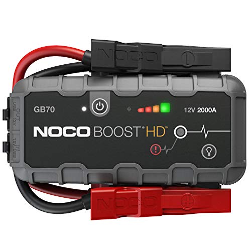 NOCO Boost HD GB70 2000A 12V UltraSafe Lithium Jump Starter Box w/ Jumper Cables (For Up To 8L Gasoline & 6L Diesel Engines)