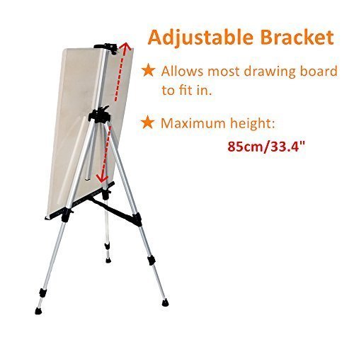 Ohuhu 66-inch Aluminum Artist Easel Stand with Carry Bag for Table-Top or Floor Use