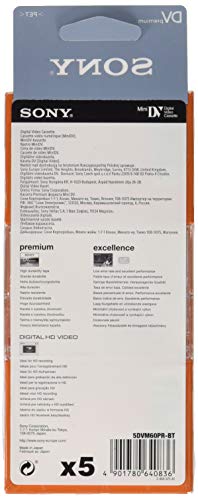 Sony 5DVM60PRR Premium Digital Video Cassette (5-Pack)