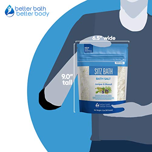 Sitz Bath Soak 32 fl. oz. (BPA Free) with Epsom Salt, Natural Geranium, Frankincense, Lavender & Niaouli Oils & Vitamin C, Press-Lock Seal