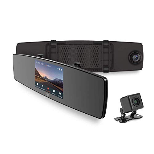 YI Mirror Dash Cam Dual Dashboard Camera Recorder (with Touch Screen, Mobile App, HD Camera, G-Sensor, Reverse Monitor, Loop Recording)
