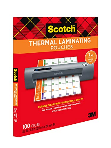 Scotch Letter Size Thermal Laminating Pouches, 100-Pack (TP3854-100), 8.9 x 11.4 in.