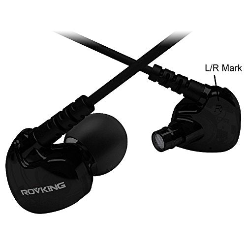 ROVKING Sport Wired Headphones for Running, Gym, Workouts, and Exercise (Over Ear, Noise Isolating Earhook Earbuds, Mic, Black, Model XF-122)