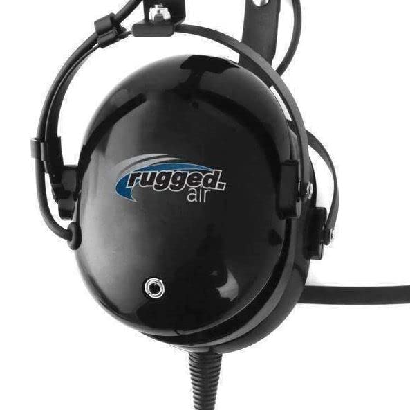 Rugged Air RA200 General Aviation Pilot Headset: Noise Reduction, Dual GA Plugs, MP3 Input, Adjustable Headband (Plus Headset Bag)