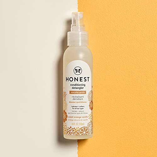 The Honest Company Sweet Orange Vanilla Conditioning Detangler Leave-In Conditioner & Fortifying Spray [4 fl oz], Vegan, Plant-Based, Paraben & Synthetic Fragrance Free