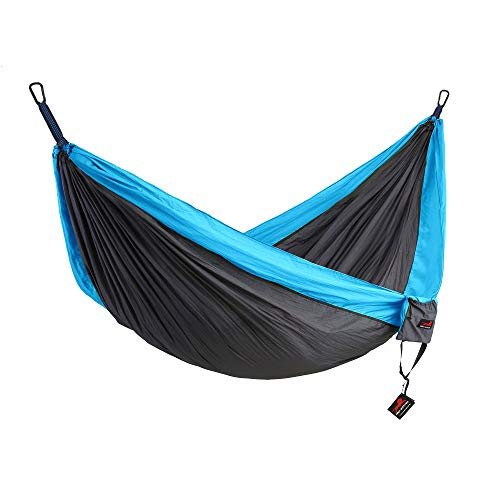 Honest Outfitters Single Hammock with Basic Straps, Portable Parachute Nylon (Grey/Blue, 55"W x 108"L)