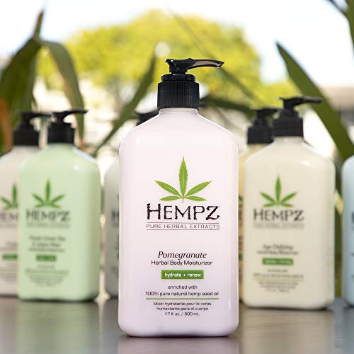 Hempz Pomegranate Herbal Moisturizer (17 oz.) - Paraben-Free Lotion for All Skin Types, Anti-Aging Hemp Skincare for Women & Men - Gluten-Free Hydrating Lotion