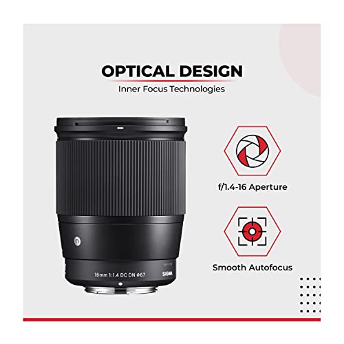 Sigma 16mm f/1.4 DC DN Contemporary Lens for Sony with 64GB SanDisk Extreme PRO SD Card and Bundle [Accessory]
