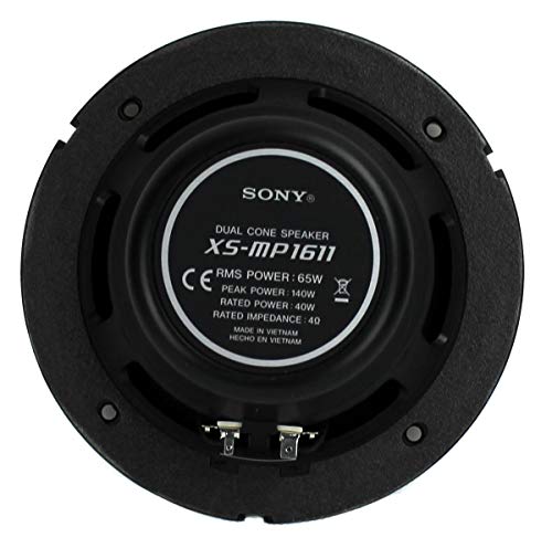 Sony XS-MP1611 6.5in 280W 4? Dual Cone Marine Audio Stereo Speakers (2 Pairs), White Polypropylene Woofer Cone