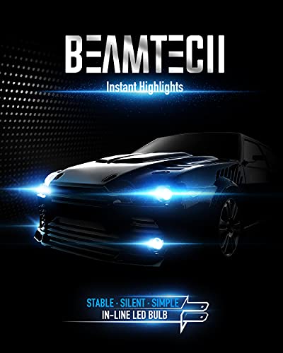 BEAMTECH H11 12000LM LED Headlight Bulb (50W, 6500K Xenon White, H8/H9 Fanless Replacement)