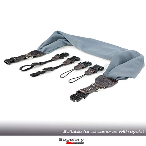 Sugelary Vintage Fabric Satin Camera Shoulder Neck Strap (Grey) for Nikon, Canon, Sony, and Pentax DSLR Cameras