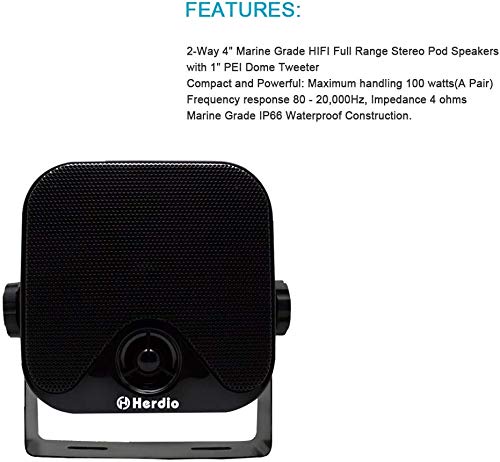 Waterproof Marine Outdoor Boat Speakers (4 Inches, Heavy Duty)