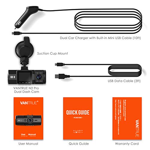 Vantrue N2 Pro Uber Dual Dash Camera - 2.5K 1440P Front & 1080P Inside (24hr Motion Detection, Infrared Night Vision, 256GB Max Support)
