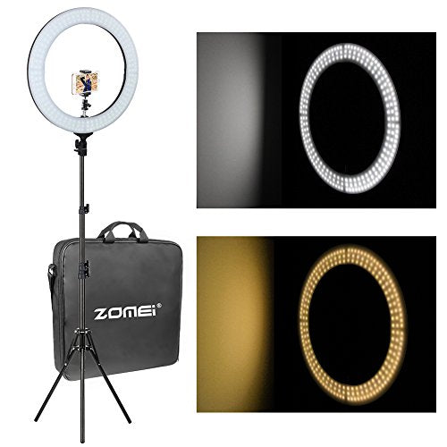 ZOMEI 18" Camera Photo Video Lighting Kit (55W 5500K Dimmable LED Ring Light, Light Stand, Phone Holder) for Smartphone, YouTube, Vine Self-Portrait Video Shooting