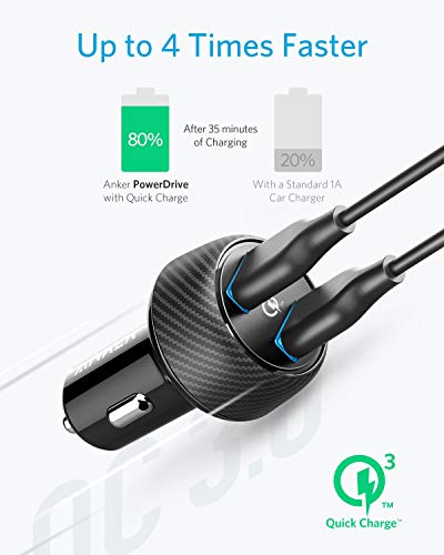 Anker PowerDrive Speed 2 39W Dual USB Car Charger Adapter (Quick Charge 3.0 Compatible) for Galaxy S10/S9/S8/S7/S6/Plus, Note 9, iPhone 11/XS/Max/XR/X/8/7, iPad Pro, LG, Nexus and More.