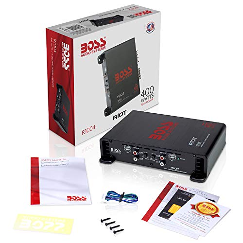 BOSS Audio Systems R1004 Riot Series 4-Channel Car Amplifier (400W, Class A/B, 2Ohm-Stable, IC)