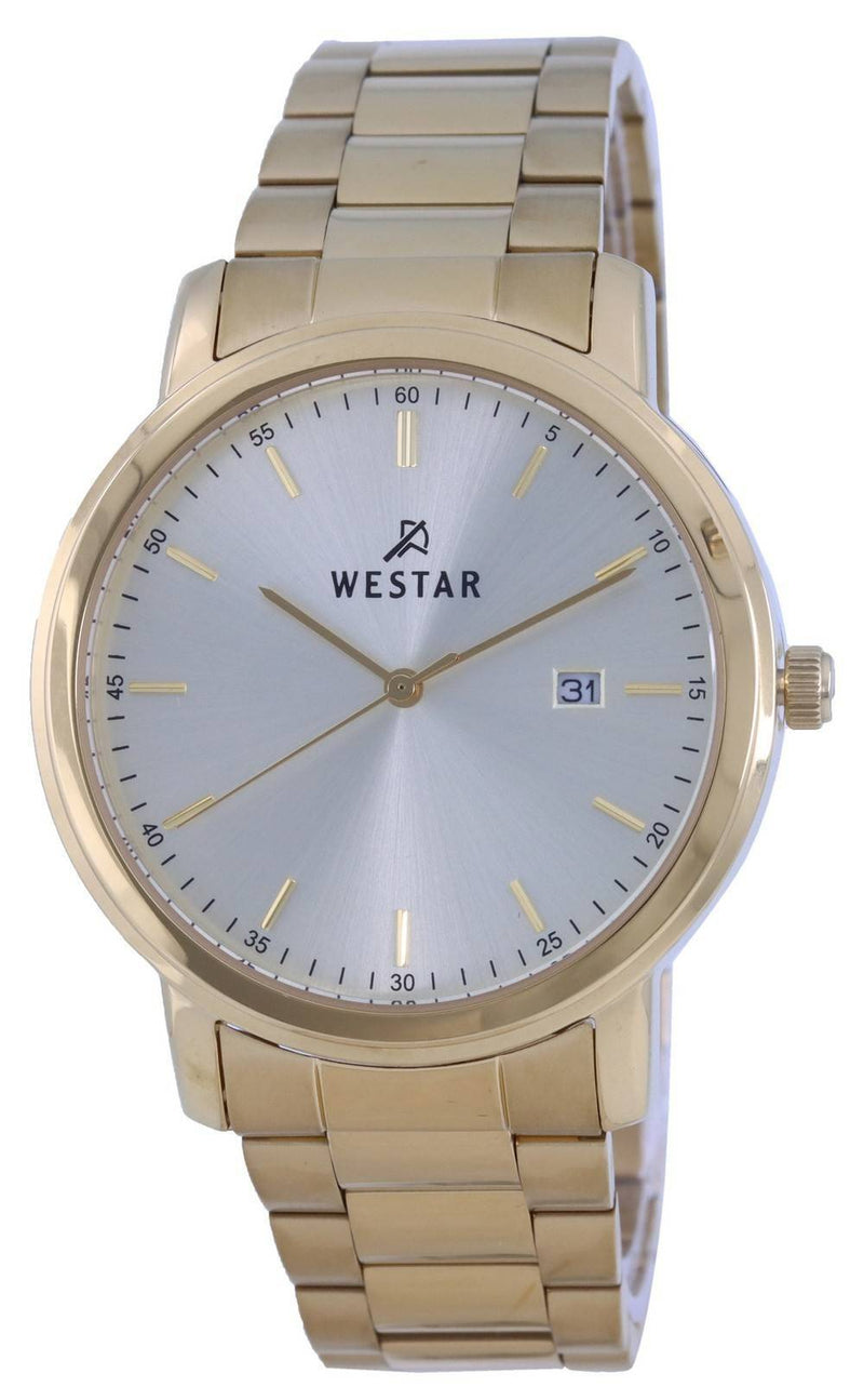 Westar Silver Dial Gold Tone Stainless Steel Quartz 50243 GPN 102 Men's Watch