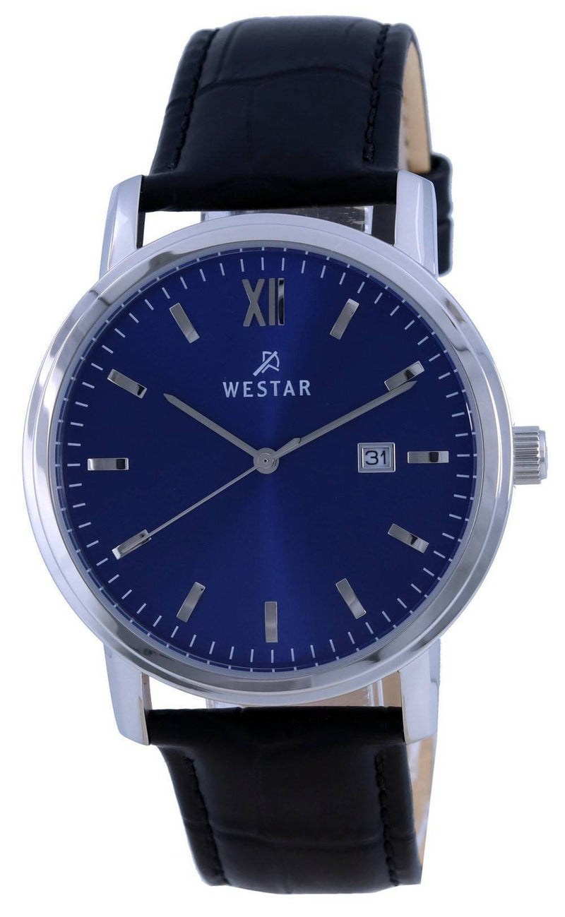 Westar Blue Dial Leather Strap Quartz 50244 STN 104 Men's Watch