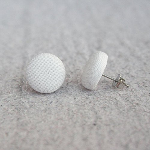 Fabric Baseball Button Earrings (Brand Name, Model Number)