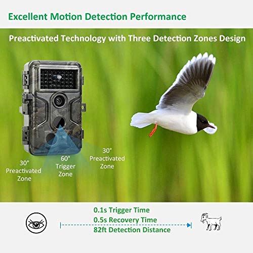 GardePro A3 Trail Camera [20MP, 1080P, H.264 Video, 100ft No Glow Night Vision, 0.1s Trigger Speed, 82ft Motion Detection, Waterproof] for Wildlife & Deer Game Trail
