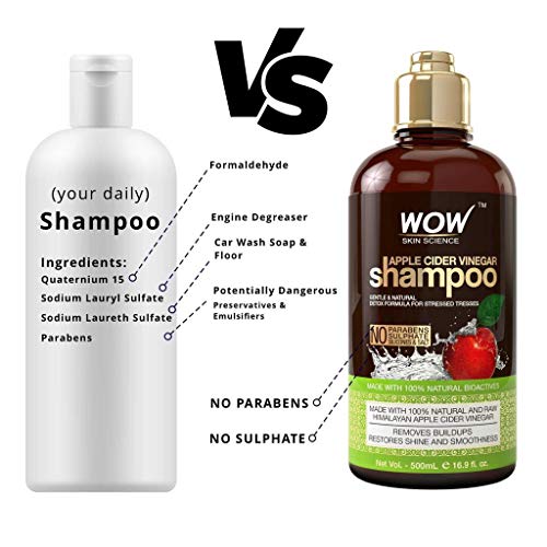 Wow Apple Cider Vinegar Shampoo & Hair Conditioner (Set of 2 x 16.9oz/500mL) for Gloss, Hydration & Shine - No Parabens/Sulfates - All Hair Types