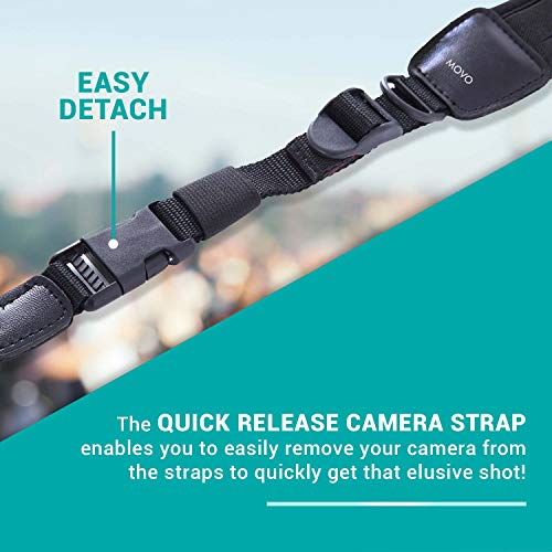 Movo Photo NS-1 Neoprene Camera Neck Strap with Quick Release (Shock-Absorbing & Padded) for Canon, Nikon, Sony, Olympus and Other DSLR & Mirrorless Cameras