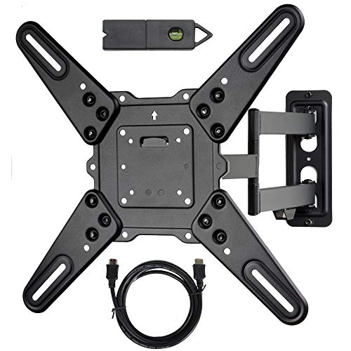 VideoSecu ML531BE2 TV Wall Mount Kit with Free Magnetic Stud Finder and HDMI Cable (Include) for Most 26-55" and New LED TVs up to 60" VESA 400x400 Full Motion with 20" Articulating Arm.