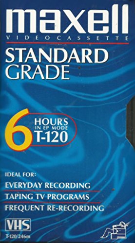 Maxell VHS Blank Tapes, 3-Pack Standard Grade (T-120, 6 Hours EP Mode, 246m).