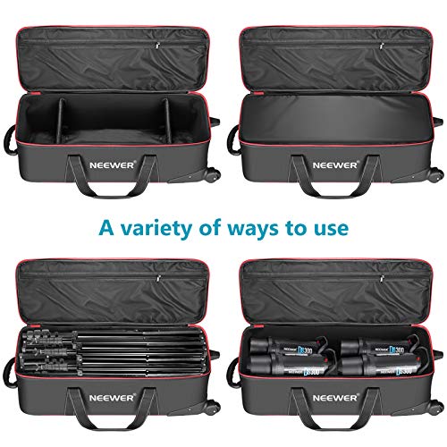 Neewer Photo Studio Equipment Carry Bag 30"x11"x11"/77x28x27cm with Straps, Padded Compartment, Wheels, Handle for Light Stand, Tripod, Strobe Light, Umbrella and Other Accessories