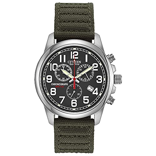 Citizen Eco-Drive Garrison Men's Quartz Watch (AT0200-05E) with Stainless Steel & Nylon Strap, Green
