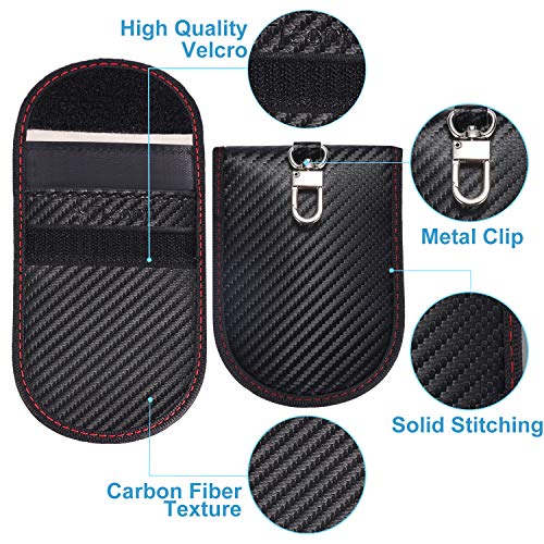TICONN Faraday Cage Key Fob Protectors (2 Pack) - Carbon Fiber Texture, RFID Signal Blocking