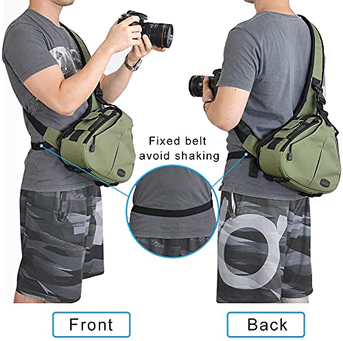 CADeN Waterproof Camera Bag with Rain Cover & Tripod Holder, Compatible with Canon, Nikon, Sony & Pentax DSLR/SLR and Accessories, Green