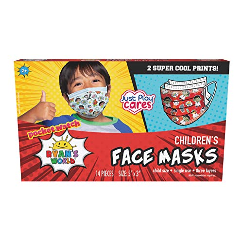 Just Play Ryan's World Kids' Face Masks (14 Small, Ages 2-7)