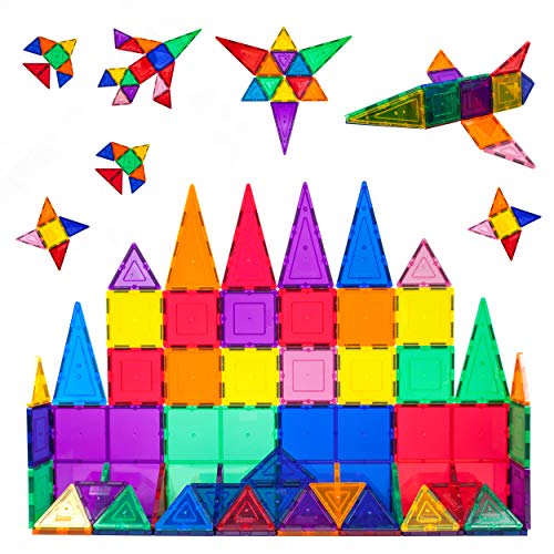 PicassoTiles 60-Piece Magnetic Building Set - Clear 3D Blocks Construction Playboards (60pcs) for Creative Recreational Learning.