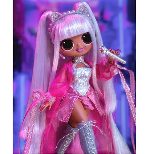 LOL Surprise OMG Remix Kitty K Fashion Doll (25 Surprises, Music, Extra Outfit, Shoes, Hair Brush, Stand, Lyric Magazine, Record Player) - Ages 4+