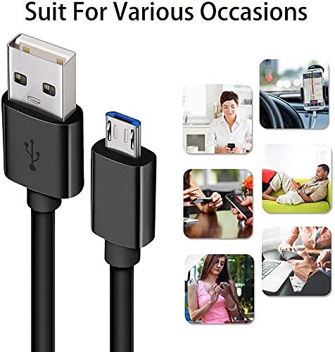 2-Pack Micro USB Charger Cable 10ft & 6ft, Durable Fast Charging Cord for Samsung Galaxy S7 S6 Edge S5, Note 5/4, LG G4, HTC, PS4, Camera, MP3 (Android)