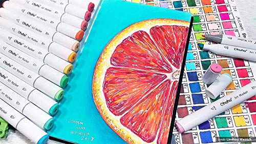 Ohuhu Alcohol Markers (40 Colors + 1 Blender + Case), Double-Tipped Art Markers for Kids & Adults, Chisel & Fine Tips, Ohuhu Oahu Series