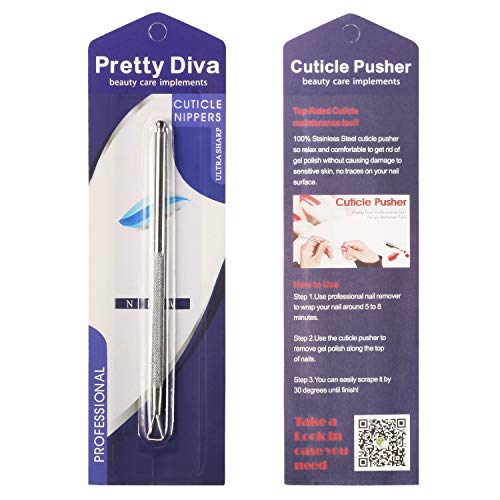 PrettyDiva Stainless Steel Triangle Cuticle Pusher (Remove Gel Polish, Cuticle Remover) Manicure Tool for Nails