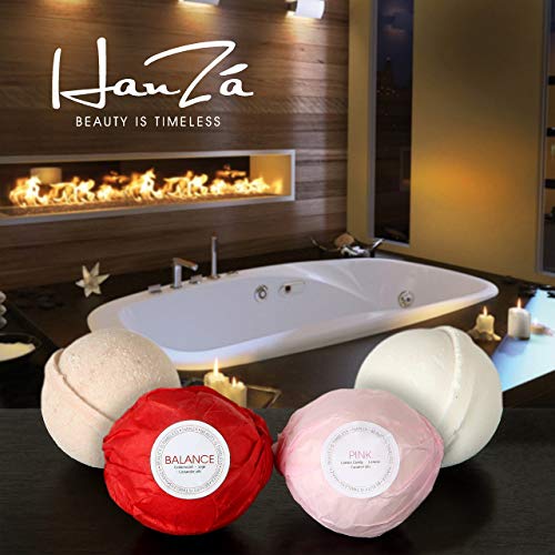 HanZá 8-Piece Bath Bomb Gift Set (Vegan) - Comforting Spa Fizzies for Women and Girls - Perfect for Adding to Bath Bubbles, Beads, Pearls and Flakes.