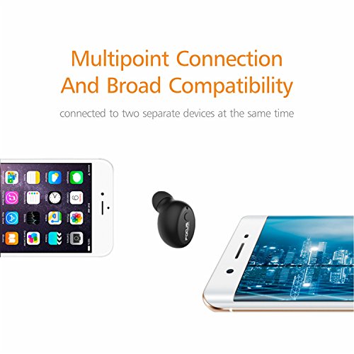FocusPower F10 Mini Bluetooth Wireless Invisible Earbud (1 PC), 6H Playtime, In-Car Headset w/ Mic for iPhone/Android.