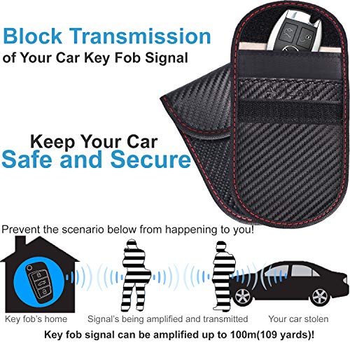 TICONN Faraday Cage Key Fob Protectors (2 Pack) - Carbon Fiber Texture, RFID Signal Blocking