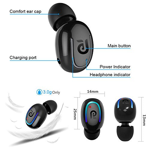 Kissral Wireless Sport Bluetooth Headphone with 8 Hour Talk Time, HD Microphone and One Piece Design - Black (Model: Headset)