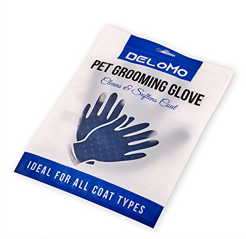 Pet Grooming Glove [1 Pack] - Blue - Right-Hand - Five-Finger Design - Removes Pet Hair Quickly and Easily - Suitable for Dogs & Cats with Long & Short Fur